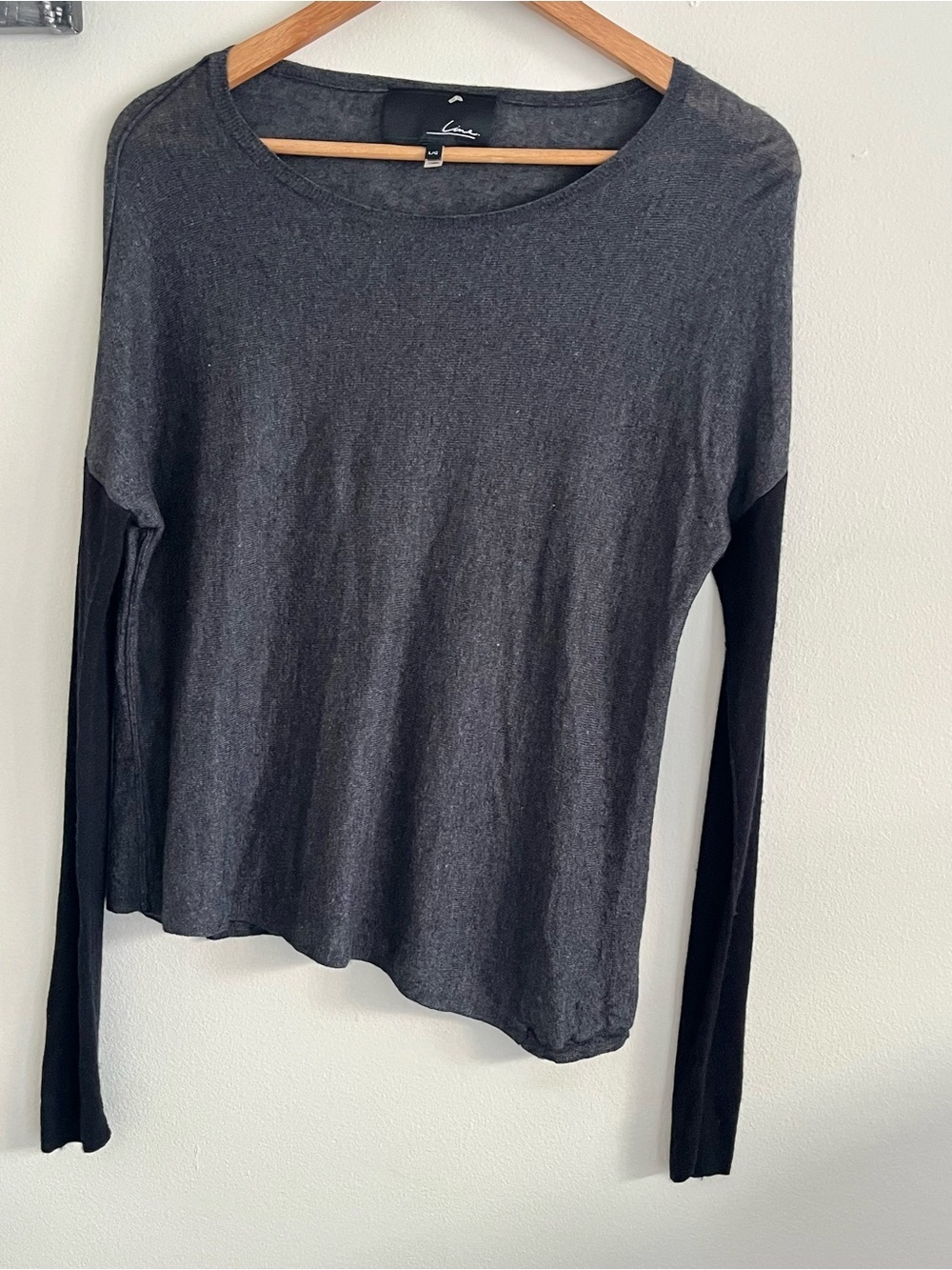 LINE Cashmere Blend Knitwear Sweater Gray Lightweight- Large PTP 22 inch